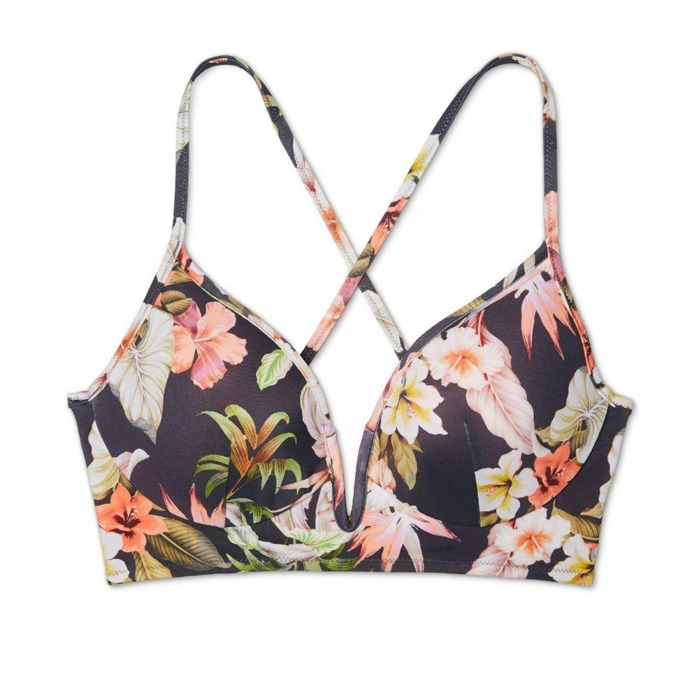 Shade & Shore Lined V Wire Bikini Top 36D Gray
